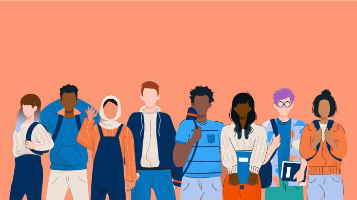 A 2d image of 8 different adolescents.